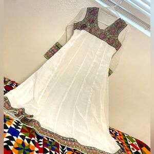 White pakistani 3 piece maxi dress